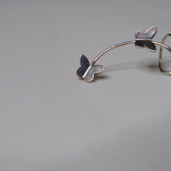 925 Silver Butterfly Single Ear Cuff (Right Ear) - Picture 3 of 11